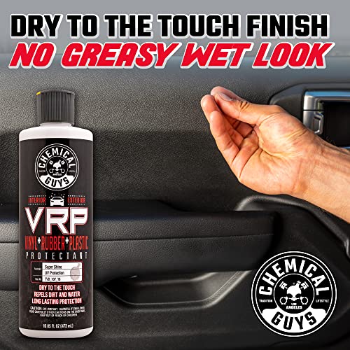 Chemical Guys VRP Reparador de vinilo, caucho y plástico, no graso, de tacto seco, de larga duración y brillo superbrillante para neumáticos, molduras y más, seguro para automóviles, camiones, SUV, vehículos recreativos y más, 16 fl oz