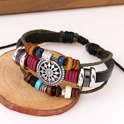 Pulsera Trenro tejida a mano multicapa con cuentas de estilo bohemio para mujer