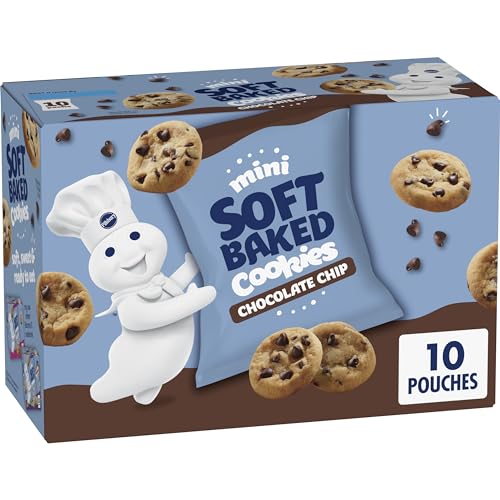 Minigalletas horneadas blandas de Pillsbury, con chispas de chocolate, bolsas para refrigerio, 10 unidades