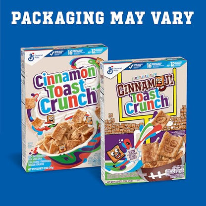 Cereales para el desayuno Cinnamon Toast Crunch, cereales crujientes con canela, caja de cereales de 12 oz