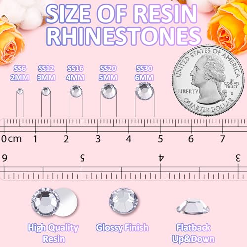 6000Pcs 3mm Resin Rhinestones with 3Pcs 10ml B7000 Jewelry Glue for Crafting, Clear Large Amount Flatback Gems, Bedazzling Crystal Bulk for DIY Crafts Clothing Tumblers Shoes Nail Art Fabric