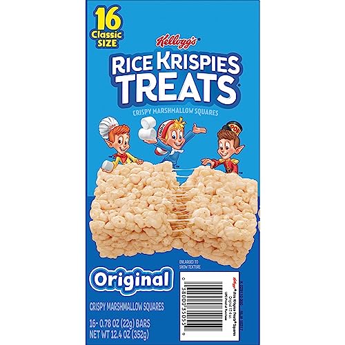 Barritas de malvavisco crujientes Rice Krispies, barritas para niños, originales, caja de 12,4 oz (16 barritas)