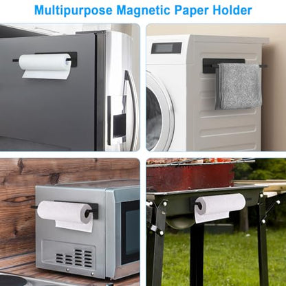 Magnetic Paper Towel Holder for Fridge, Toilet Paper Roll Holder Magnetic Paper Towel Rack Wall Mount Fridge Organizer for Paper Towels Rolls Bathroom Toilet Pantry RV Kitchen Organizers and Storage