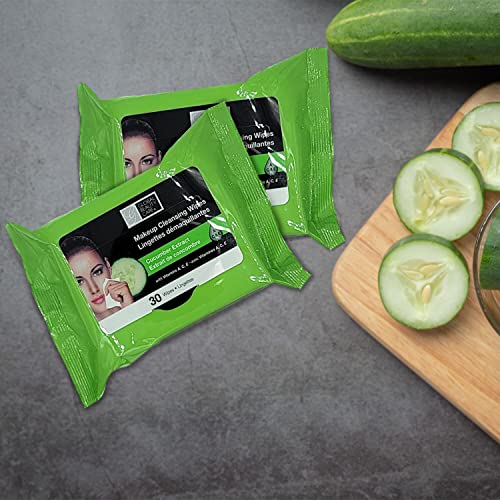 Toallitas desmaquillantes limpiadoras Global Beauty Care a granel: ideales para artículos de tocador de viaje, 120 unidades (paquete de 4) (pepino)