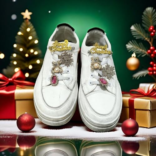 24 piezas de adornos navideños para calcetines, broches de diamantes de imitación, broches y alfileres para mujer, adornos de calcetín de oro brillante a granel, alfileres para zapatos, zapatillas de deporte, sombreros, ropa, manualidades, kit de joyería