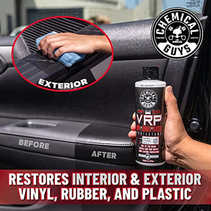 Chemical Guys VRP Reparador de vinilo, caucho y plástico, no graso, de tacto seco, de larga duración y brillo superbrillante para neumáticos, molduras y más, seguro para automóviles, camiones, SUV, vehículos recreativos y más, 16 fl oz