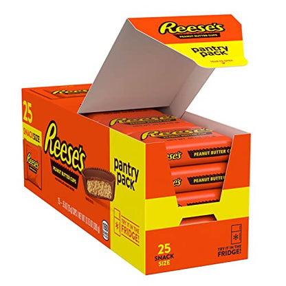 Bocadillos de chocolate con leche REESE'S en forma de taza con mantequilla de maní, paquete de despensa de dulces, 13,75 oz (25 piezas)