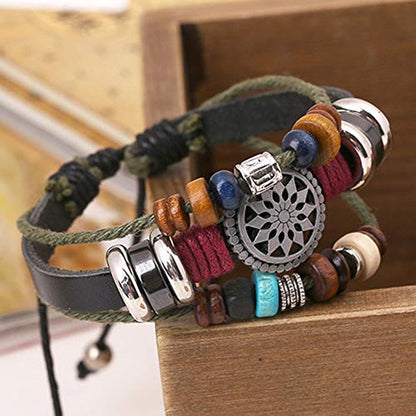 Pulsera Trenro tejida a mano multicapa con cuentas de estilo bohemio para mujer